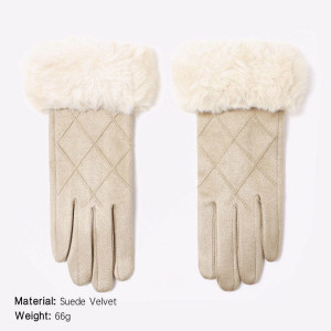 1 Paire De Gants D'Hiver Élégants En Daim Et Peluche h5 Image2