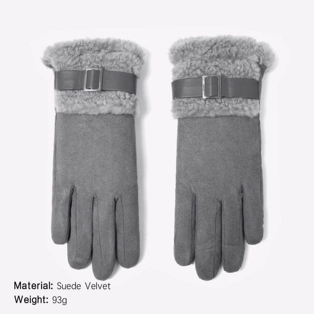 1 Paire De Gants D'Hiver Élégants En Daim Épais h5Image2