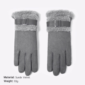 1 Paire De Gants D'Hiver Élégants En Daim Épais h5 Image2