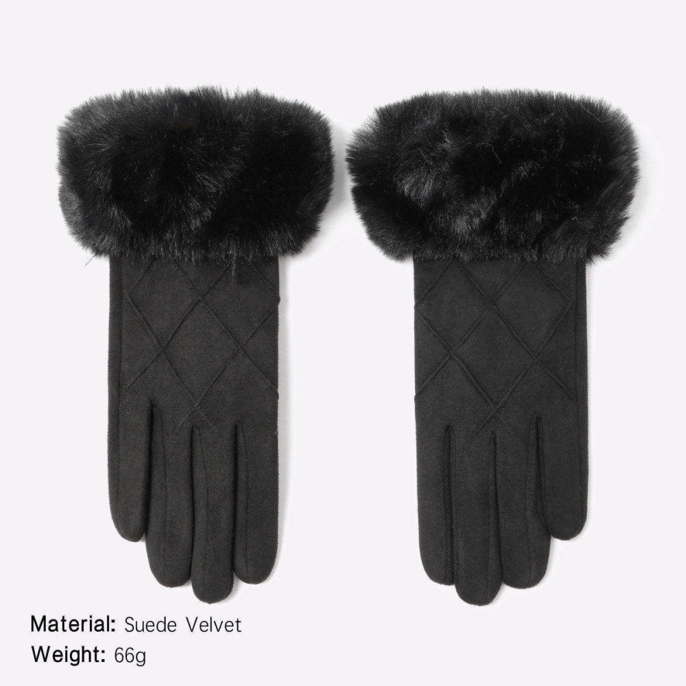 1 Paire De Gants D'Hiver Élégants En Daim Et Peluche Image2