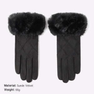 1 Paire De Gants D'Hiver Élégants En Daim Et Peluche h5 Image2