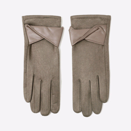1 paire de gants d'hiver élégants en daim et cuir