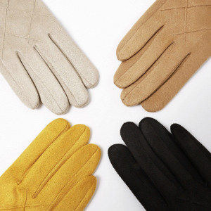 1 Paire De Gants D'Hiver Élégants En Daim Et Peluche h5 Image4