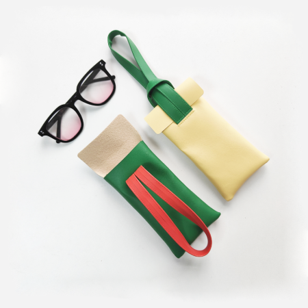 Étuis à lunettes de soleil en cuir de couleur assortie, série Simple Daily 2