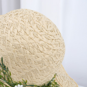 Chapeaux De Paille Tressés En Raphia À Motif Floral, Collection Simple Series Vacation, Pour Femmes h5 Image4
