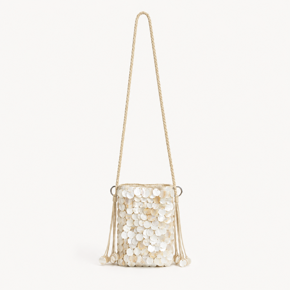 Pochettes Pour Téléphone En Perles À Pompons Unies Et Coquillages Tissés 