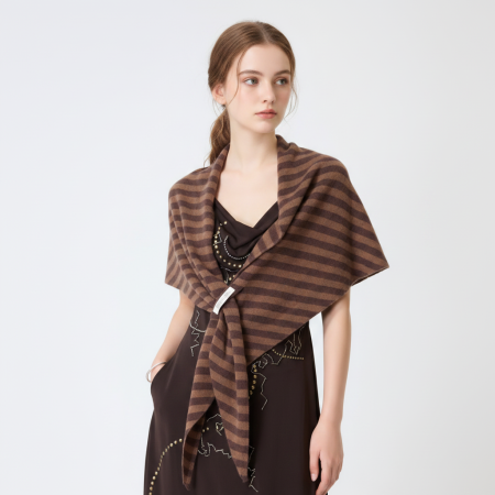 Écharpes d'hiver en laine à rayures quotidiennes et couleurs mélangées pour femmes, collection Simple Series 2