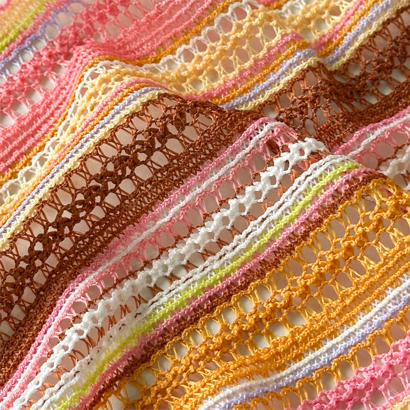 Bandeaux À Cheveux Pour Femmes En Polyester De Couleurs Mélangées, Style Bohème, Ajourés Et À Rayures, Collection Simple Series Image5