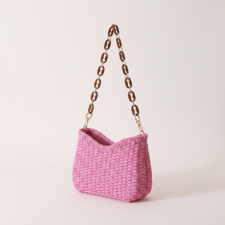 Sac carré femme en raphia tissé uni style décontracté 2