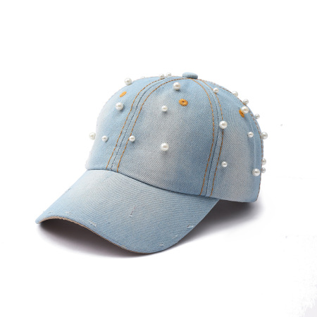 Casquette de baseball rétro Simple Series unie avec perles artificielles
