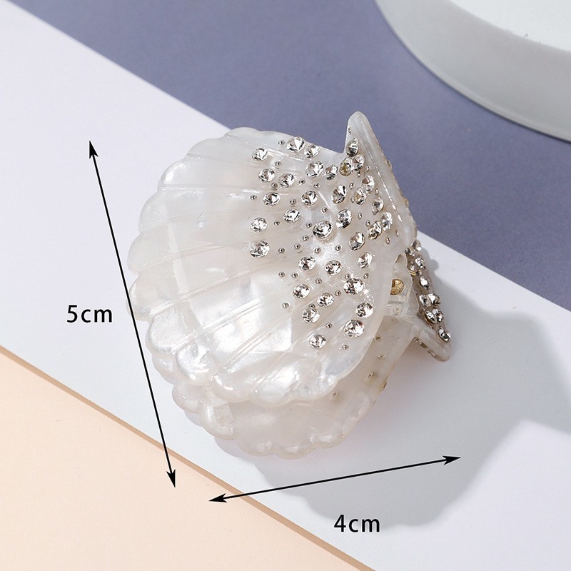 Pinces À Cheveux Pour Femmes, Style Océanique, En Acétate De Coquillage Et Strass, Collection Simple Series