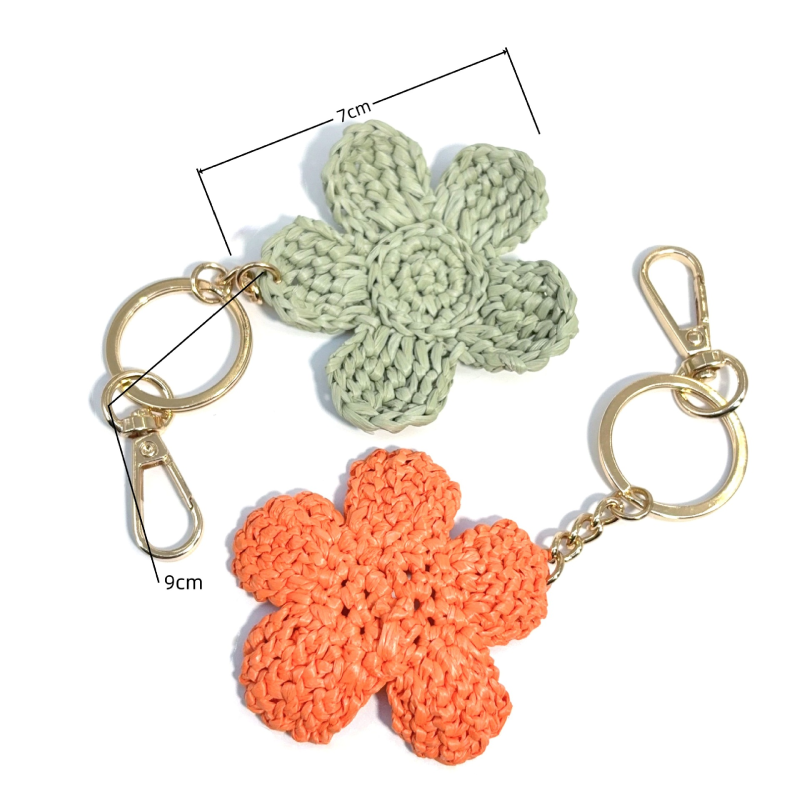 Porte-Clés/Breloques Pour Sac En Raphia Tressé, Collection Simple Series Sweet Flower Image4