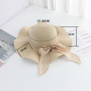 Chapeaux De Paille Pour Femmes En Raphia Uni, Ornés D'Un Joli Nœud Papillon, Collection Romantique h5 