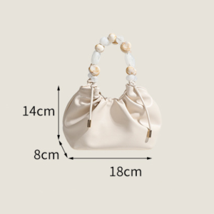 Sac Rond Pour Femme De Qualité Supérieure, Orné De Perles Froncées Et De Style Minimaliste h5 Image2