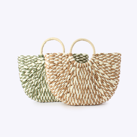 Sac Demi-Lune En Raphia Tissé Multicolore Style Vacances Pour Femme
