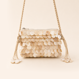 Sac Carré Pour Femme, Style Soirée, Tissé À Sequins, Uni, À Pompons Et Orné De Coquillages. h5 Image3