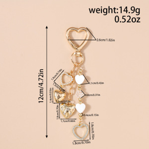 Chaîne De Perles En Forme De Cœur Simple, En Alliage Et Strass, Breloques Pour Sac, Collection Romantique h5 