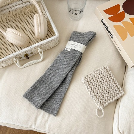 Chaussettes mi-mollet basiques à rebond léger, couleur unie 2