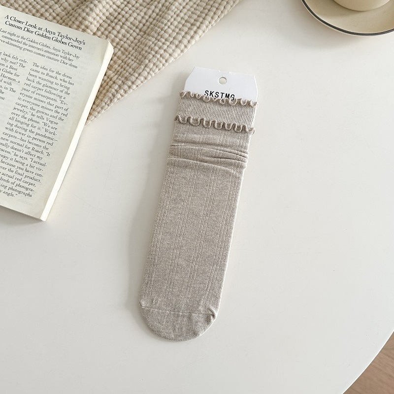 Chaussettes Mi-Mollet Basiques À Rebond Léger, Couleur Unie Image2