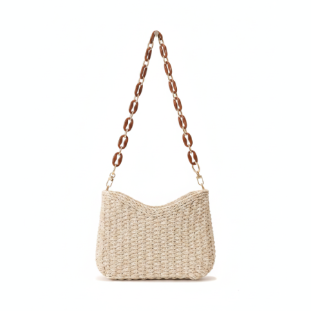 Sac carré femme en raphia tissé uni style décontracté