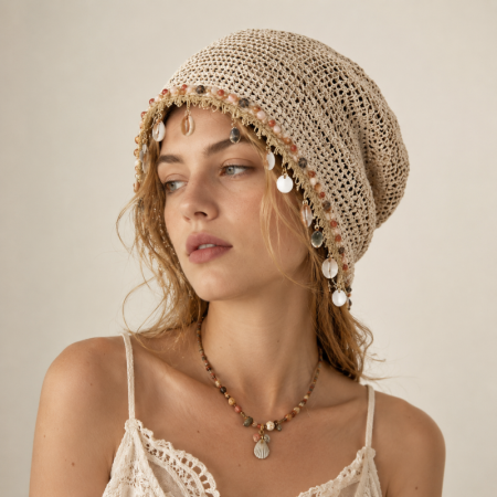 Chapeaux Pour Femmes En Polyester Tissé Ajouré De Style Bohème Océanique, Collection Ethnique