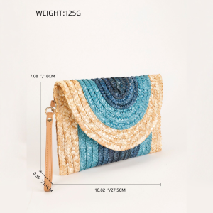 Sac Carré Femme En Raphia Tissé À Rayures Multicolores Style Vacances h5 