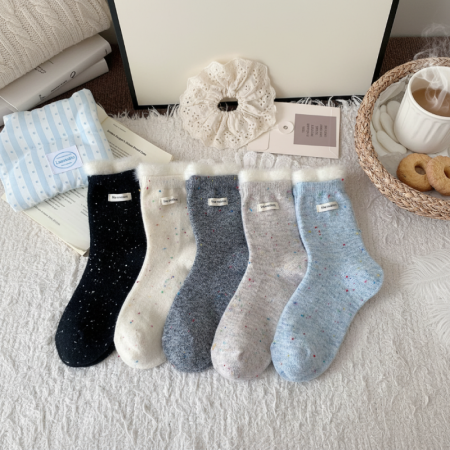 Chaussettes mi-mollet basiques à rebond élevé, couleur unie