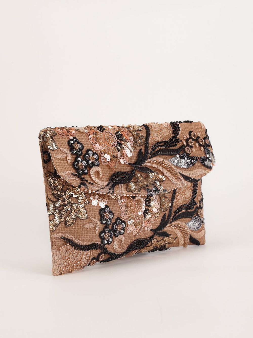 Sac Carré Pour Femme En Tissu À Fleurs Brodées De Sequins, Style Soirée h5Image4
