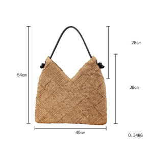Sac Carré En Papier Tissé Uni Style Vacances Pour Femme h5 