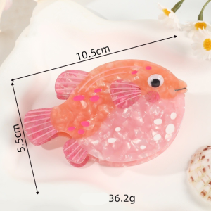 Collection Romantique, Vacances, Style Océanique, Couleurs Mélangées, Poissons, Étoiles De Mer, Acétate, Strass, Griffes À Cheveux h5