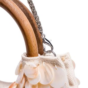 Sac Rond Pour Femme, Style Décontracté, Tissé À Sequins, Couleur Unie, Motif Coquillages. h5 Image7