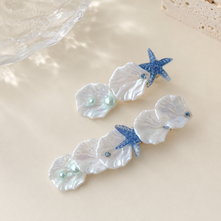 Pinces à cheveux en alliage, motif coquillage et étoile de mer, collection romantique, style vacances
