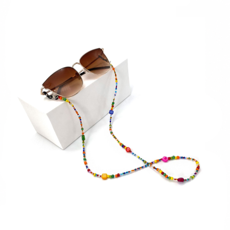 Chaînes de lunettes de soleil en verre multicolore avec perles de forme irrégulière, collection ethnique 2
