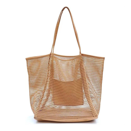 Sac fourre-tout tissé uni style vacances pour femme
