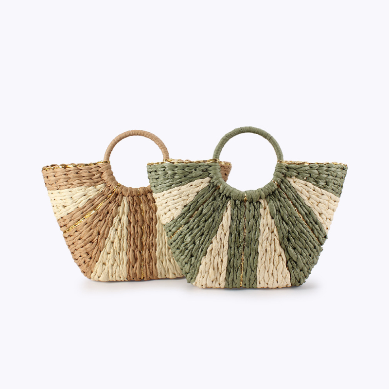 Sac Trapèze Femme En Raphia Tissé Multicolore Style Vacances Image2
