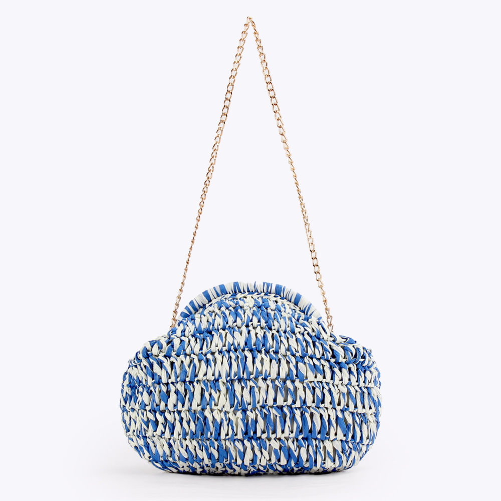 Sac Rond Femme En Raphia Tissé Multicolore Style Vacances Image2