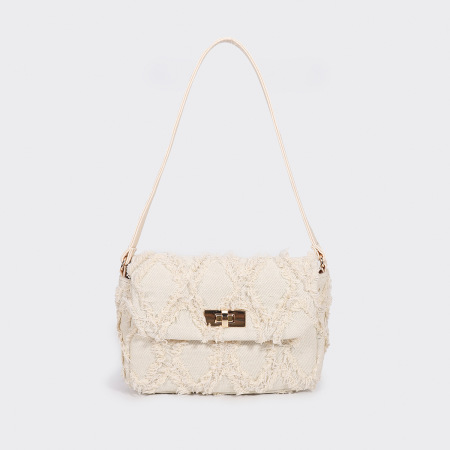 Sac carré pour femme en polyester, style décontracté, matelassé, patchwork, pompons, coloris uni et multicolore, forme géométrique. 2