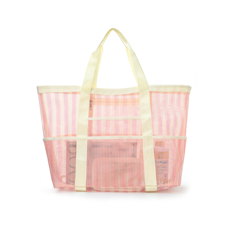 Sac cabas femme à rayures imprimées style vacances, couleurs assorties