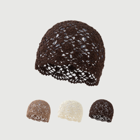 Chapeau tissé à la main en coton ajouré, couleur unie, de la série Simple 2