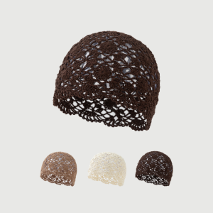 Chapeau Tissé À La Main En Coton Ajouré, Couleur Unie, De La Série Simple h5 Image2