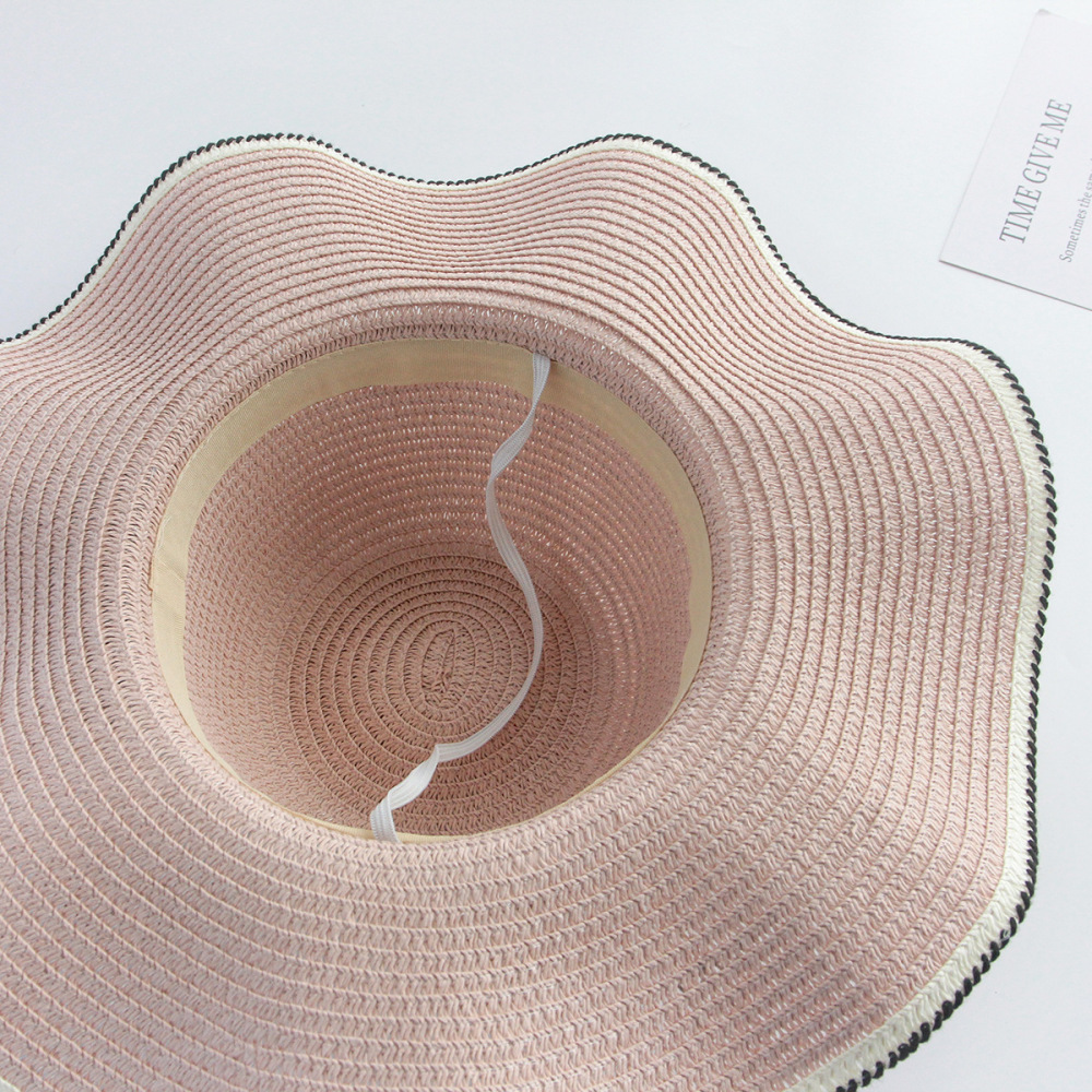 Chapeaux De Paille À Pois En Raphia Pour Femmes, Collection Simple, Nœud Papillon, Style Vacances h5Image5
