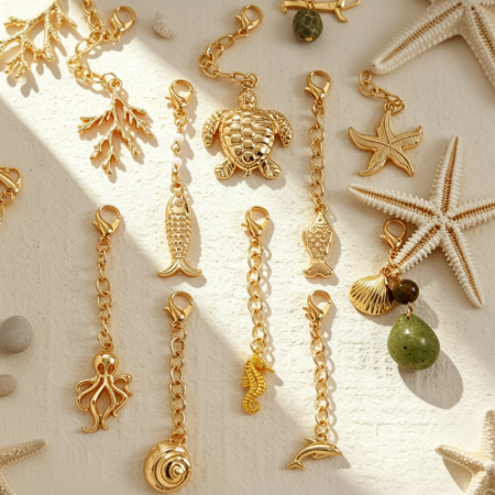 Porte-clés en alliage, forme irrégulière, coquillage et étoile de mer, style océanique, collection romantique, idéal pour les vacances.