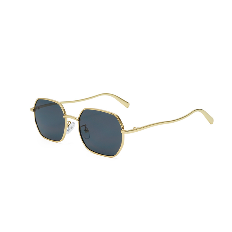Lunettes De Soleil Quotidiennes En Métal Polygonal De La Série Simple Image2