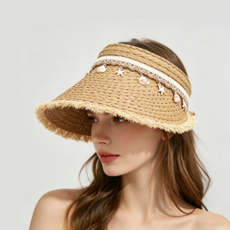 Chapeaux pour femmes en raphia tissé, couleur cerise unie, avec nœud floral décontracté et style simple, collection Simple Series 2
