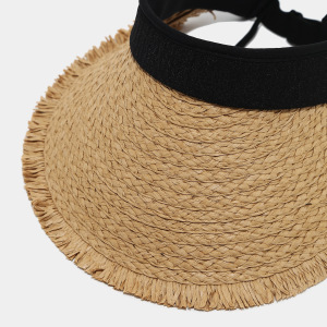 Chapeaux De Paille Tissée En Raphia De Couleur Unie, Collection Simple Series Daily h5 Image5