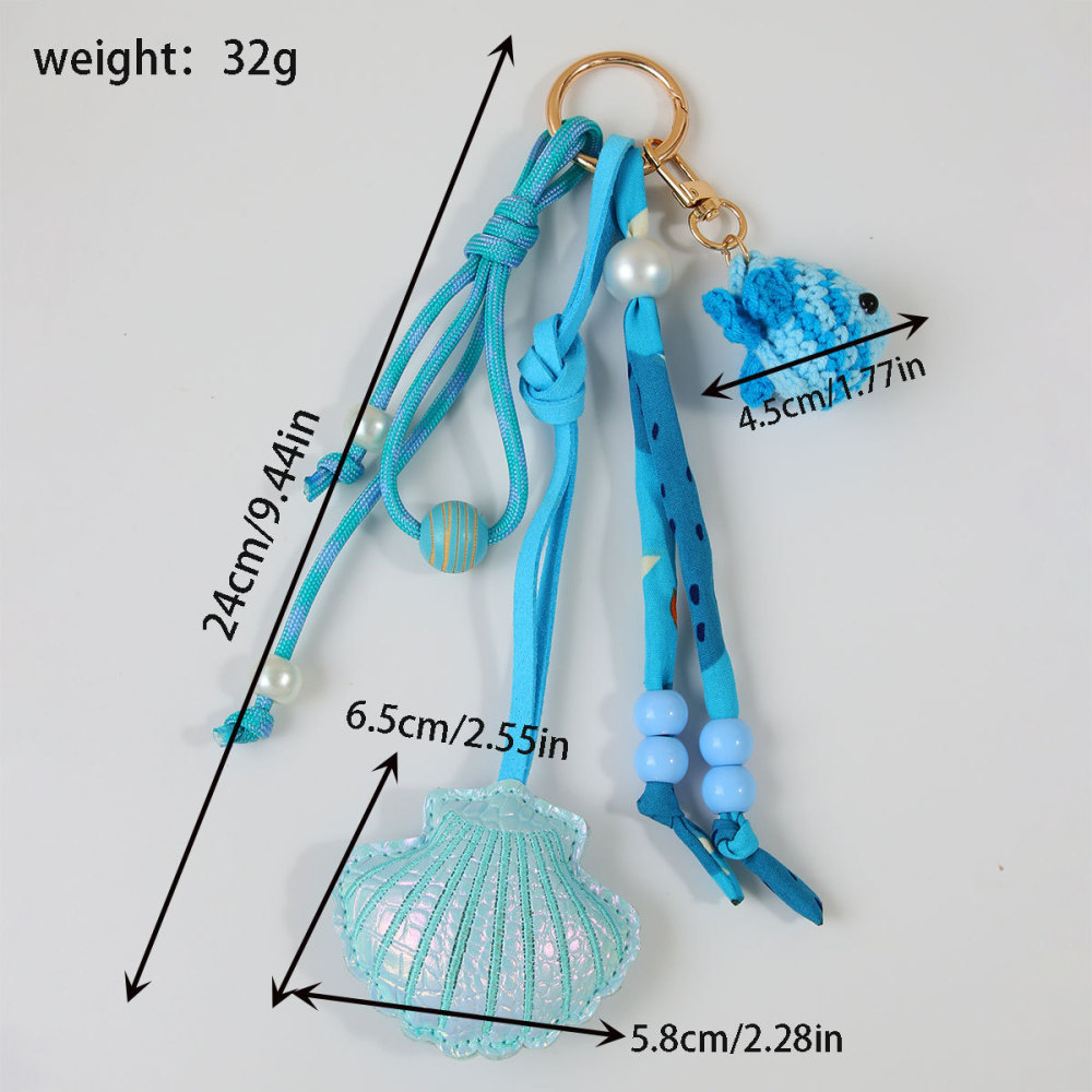 Collection Romantique De Perles De Style Océanique Pour Vacances, Coquillages Tissés, Breloques De Sac En Polyester