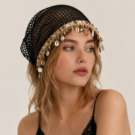 Chapeaux Pour Femmes En Polyester Tissé Ajouré De Style Bohème Océanique, Collection Ethnique 2