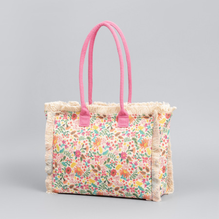 Sac Cabas En Toile Pour Femme, Style Bohème, À Pompons Floraux De Forme Irrégulière, Motifs Cachemire Multicolores Et Géométriques.