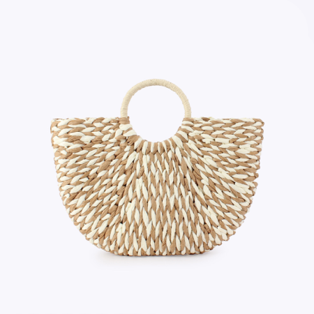 Sac Demi-Lune En Raphia Tissé Multicolore Style Vacances Pour Femme 2