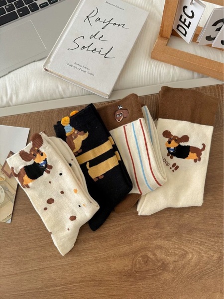 Chaussettes mi-mollet High Bounce à motif teckel mignon 2